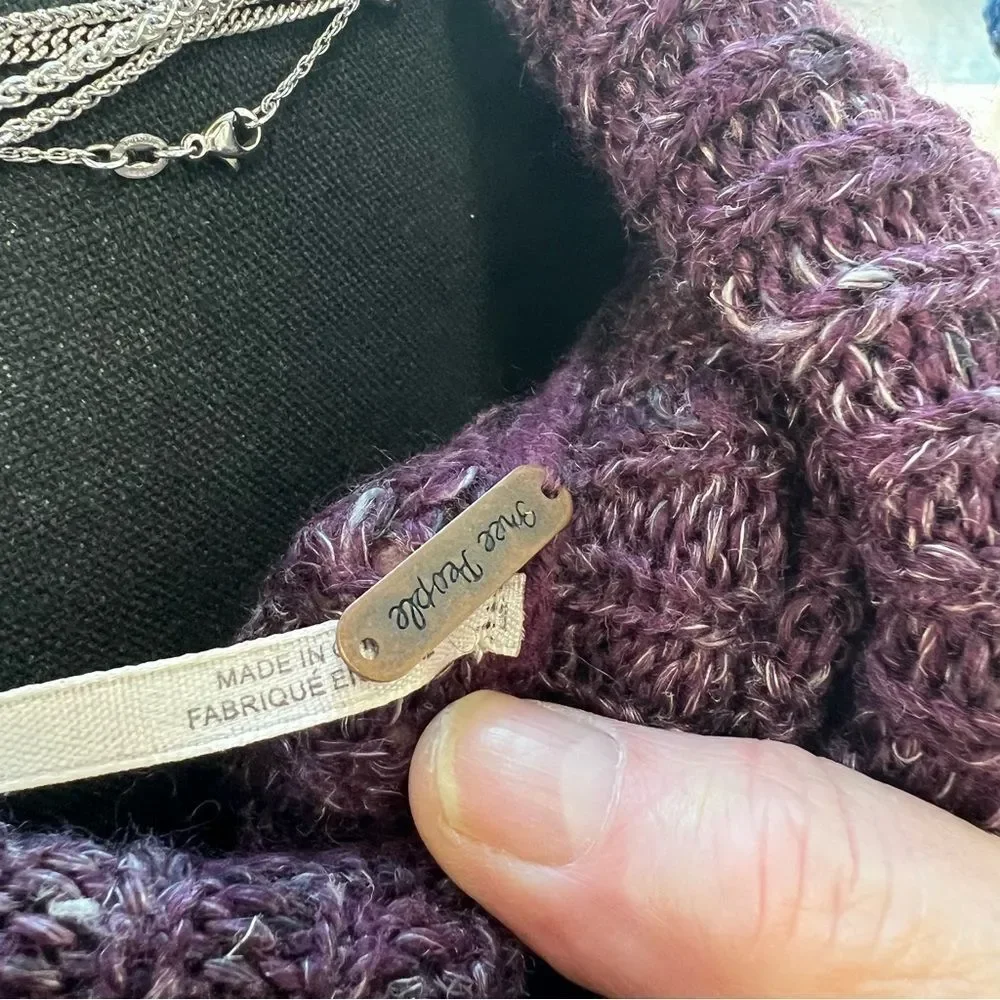 HOST PIC BOHO  Free People Dylan Tweedy Cowl Neck Sweater Plum color SZ M - Picture 7 of 9